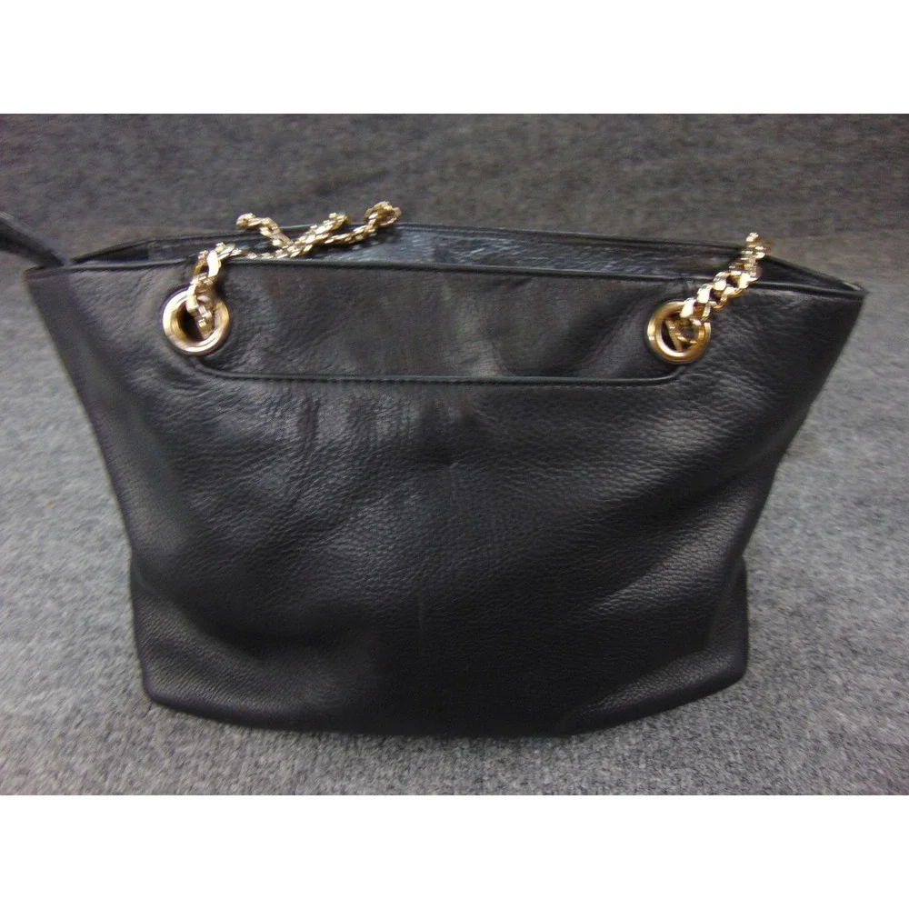 Michael Kors Black Pebbled Leather Chain Strap‎ Tote Shoulder Bag Designer Purse